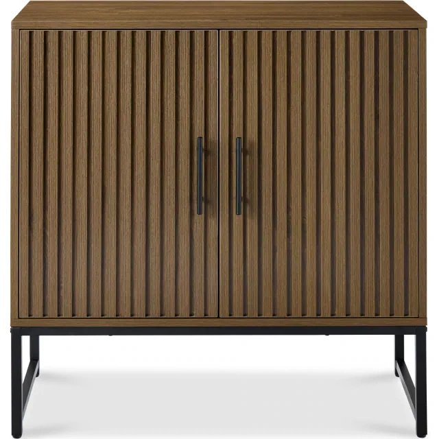 Best Choice Products 2-Door Slatted Storage Cabinet, Accent Furniture w/ Non-Scratch Foot Pads - Dark Brown