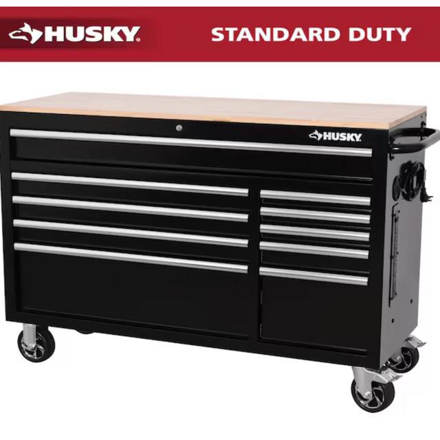 Husky Modular Tool Storage 52 in. W x 20 in. D Standard Duty Mobile Workbench Cabinet, Black