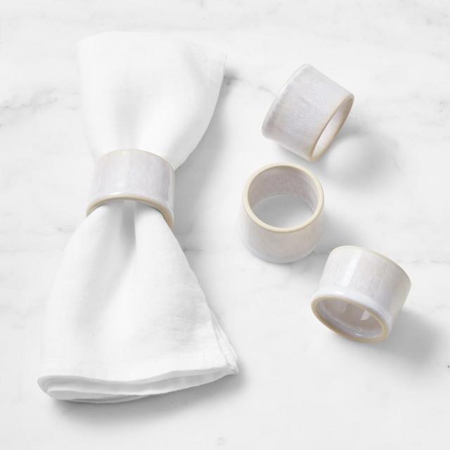 Cyprus Reactive Glaze Napkin Rings Set of 4, White