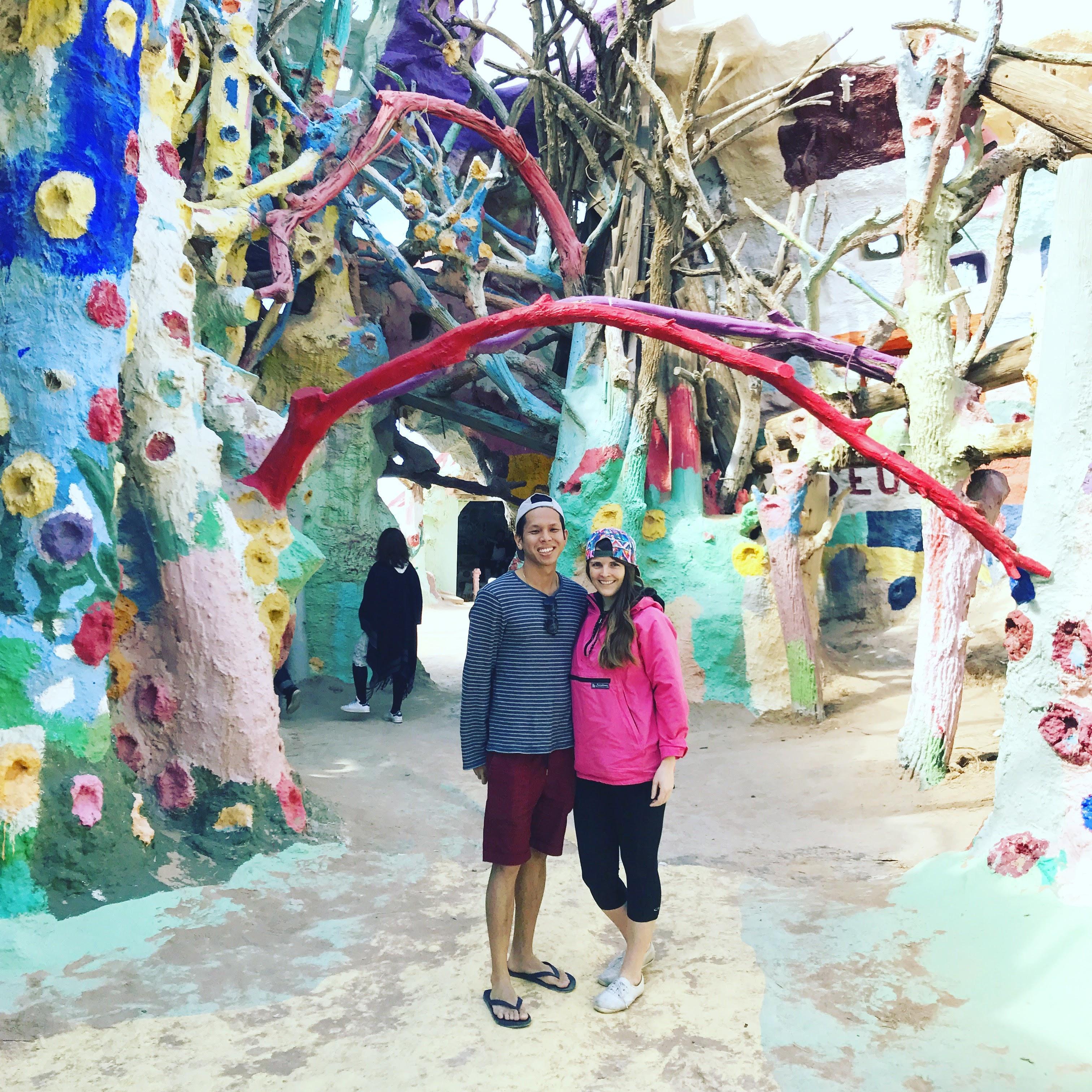Visiting Salvation Mountain as part of the surprise trip that Sydney planned for Darryl's 30th birthday