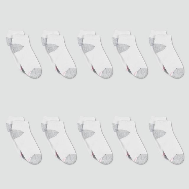 Hanes Women's 10pk Cushioned Low Cut Socks - White 5-9