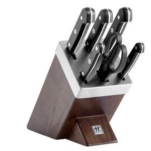 Zwilling 36133-000-0 7-Piece Self-Sharpening Knife Block Set, Wooden Block, Knife and Scissors Made of Special Stainless Steel/Plastic Handle, Gourmet