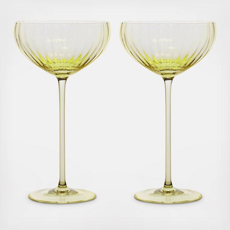 Caskata Quinn Optic Coupe Cocktail Glass, Set of 2 - Mocha