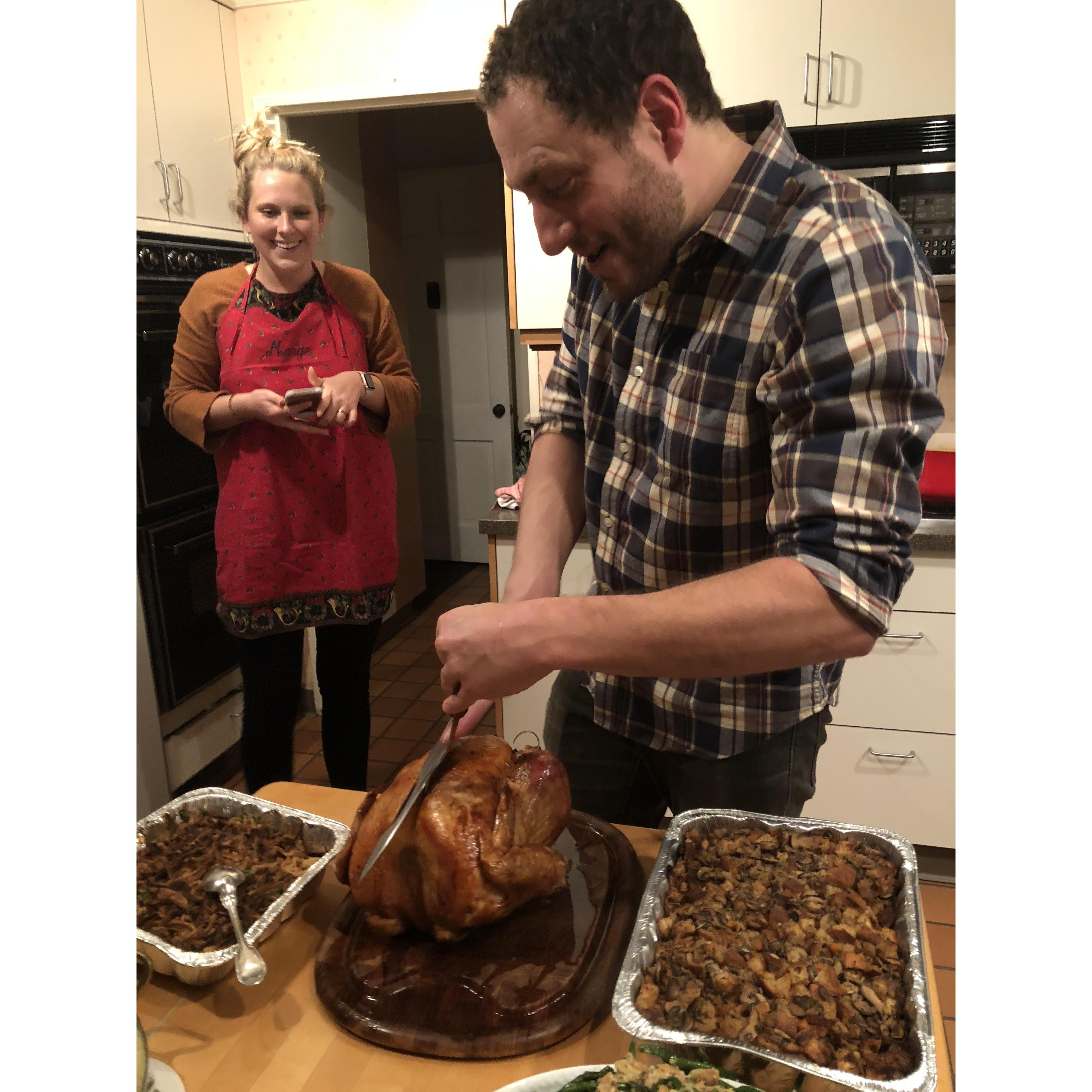 My family very much appreciates Dan's turkey gravy (it's the best), stuffing, carving skills, and for running the kitchen like a tight ship.
