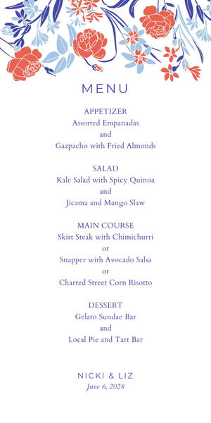 Starflower | Red | Zola Wedding Menus