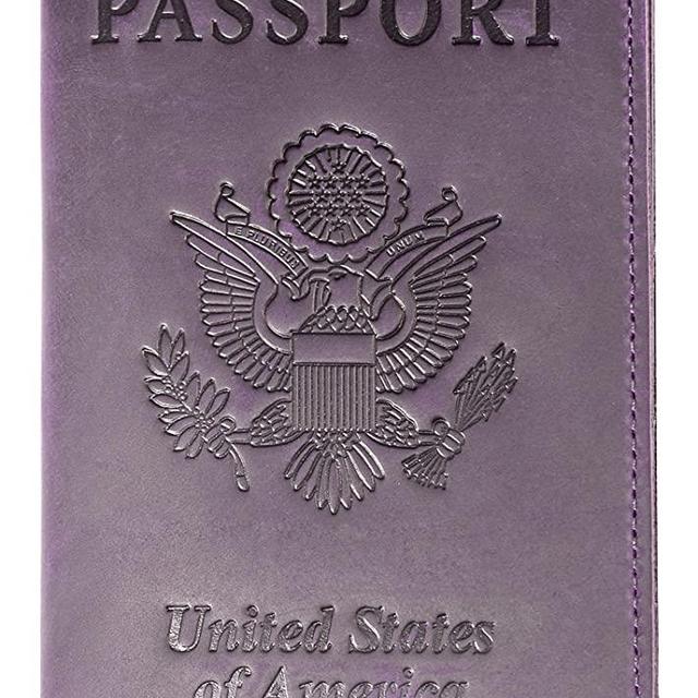 Womens RFID Blocking Passport Holder Travel Wallet (Purple)