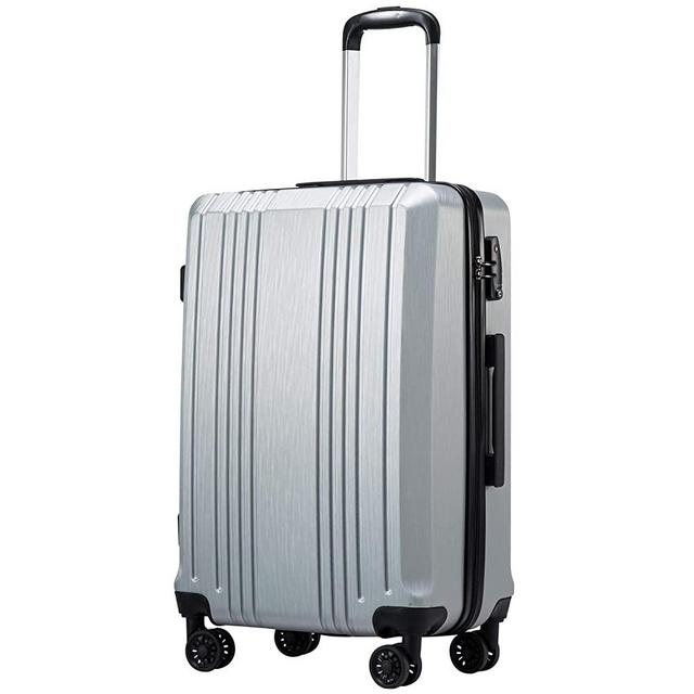 Coolife Luggage Suitcase PC+ABS with TSA Lock Spinner Carry on Hardshell Lightweight 20in 24in 28in (sliver, L(28IN))