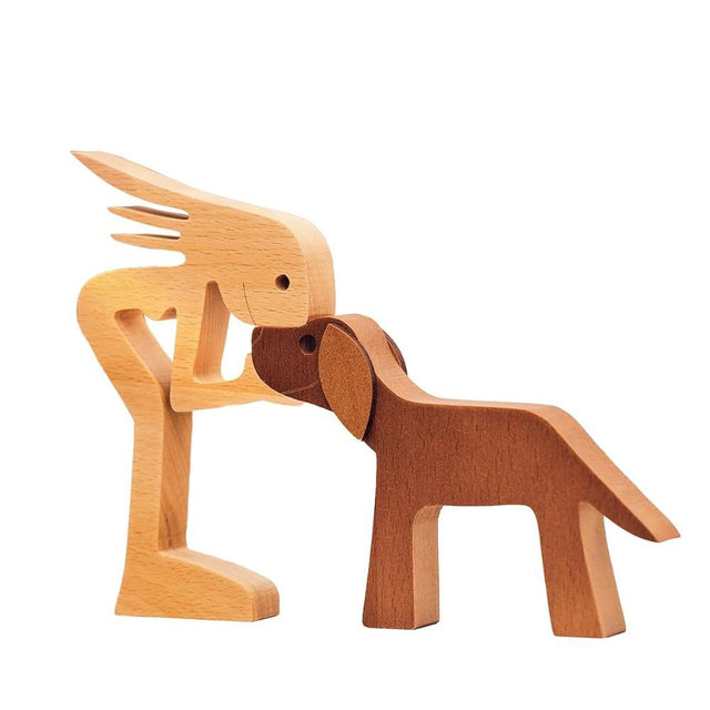 Pawfect House Wooden Sculpture - The Love Between You & Your Fur-Friend - Dog Loss Sympathy Gift - In Loving Memory Gifts Dog Passing Away Gifts - Cat Memorial Gifts - Wooden Pet Carvings