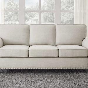 Anylia 78'' Sofa With Solid Wooden Legs - Beige Linen Blend