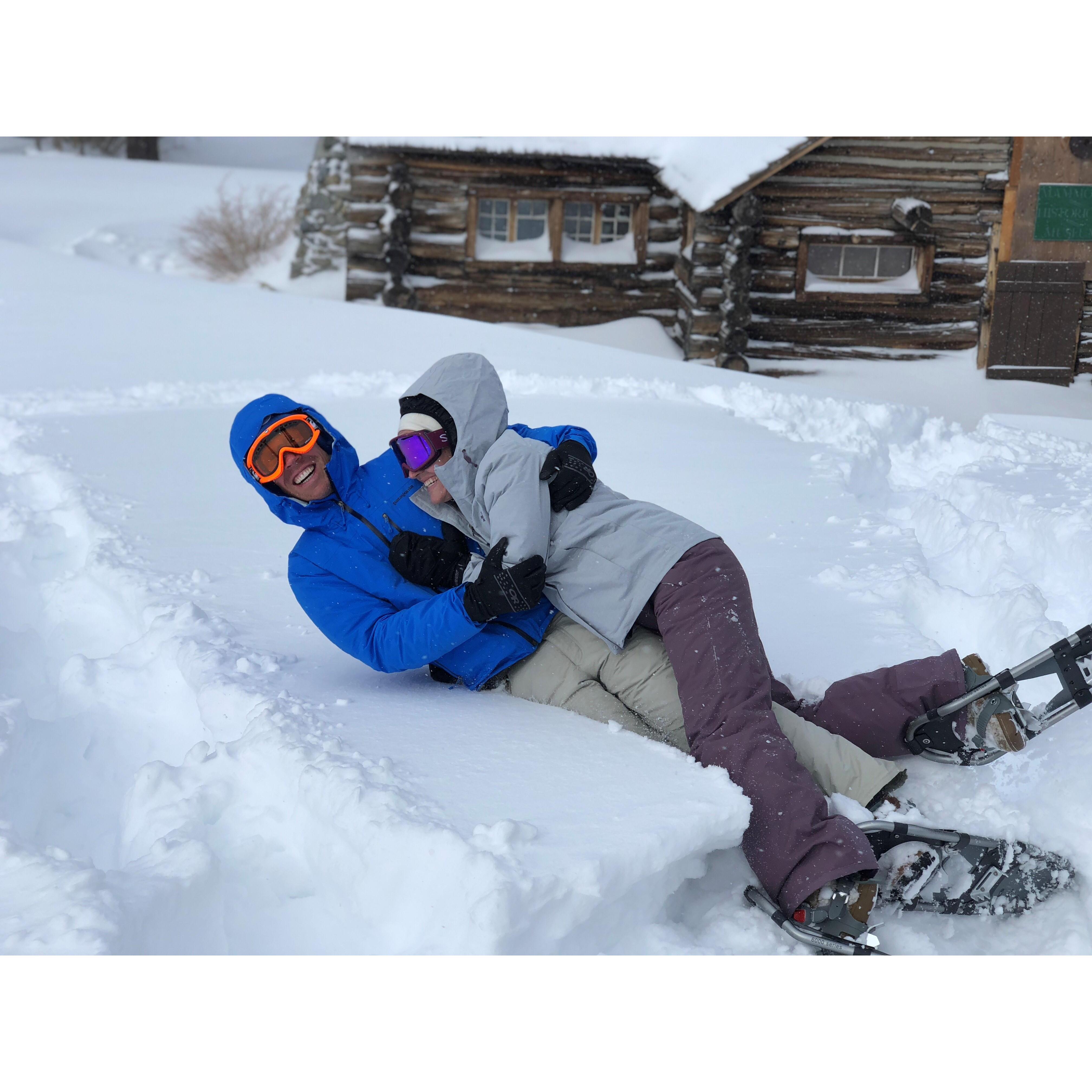 Jen tackled Dennis in Mammoth!
