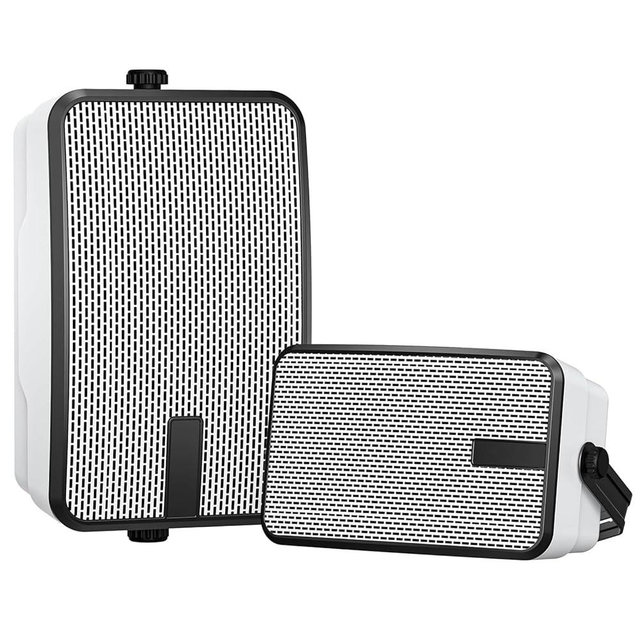 MWAU Outdoor Bluetooth Speakers 400w for Garage, Patio, Porch, Gazebo, Soffit, Entertainment Room. Wall Mount Speaker, Wireless Sync Up to 100 Speakers, IPX5 Waterproof (2 Pcs)