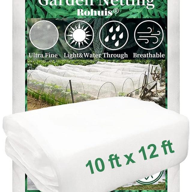 Garden Mosquito Netting for Patio, 10 ft x 12 ft Bird Bug Insect Netting Pest Barrier for Fruit Trees, Greenhouse, Large Plant Row Cover Screen for Vegetables