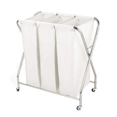 Squared Away 3-Compartment Rolling Laundry Sorter with 3 Removable Bags