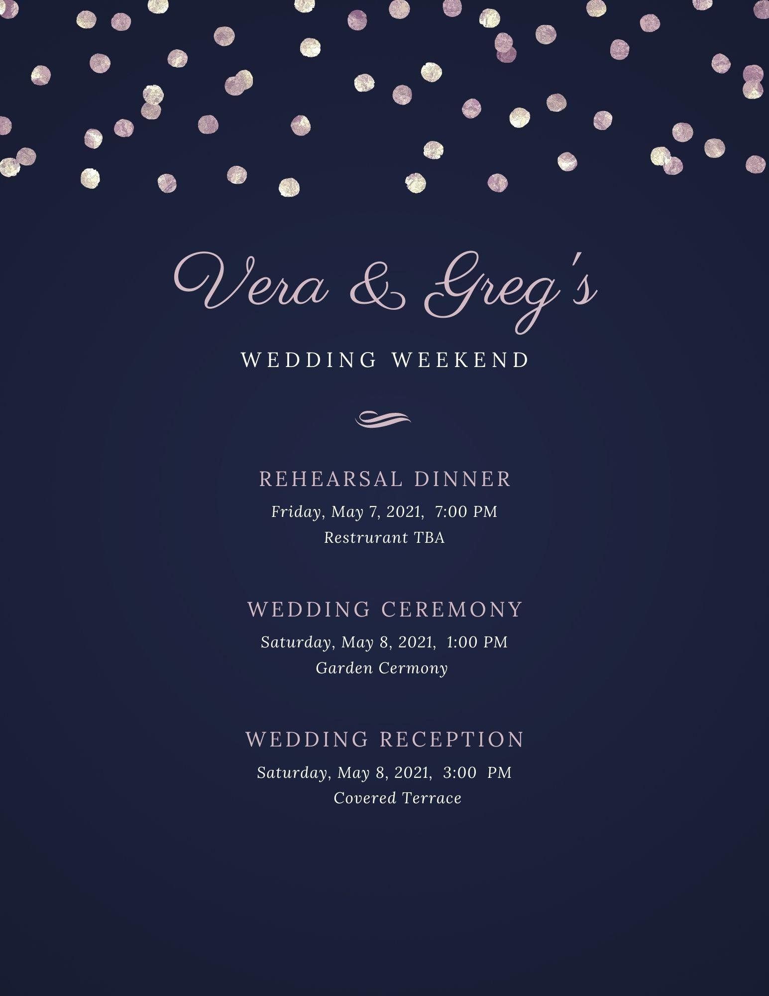 The Wedding Website of Vera Hope and Greg Mounds