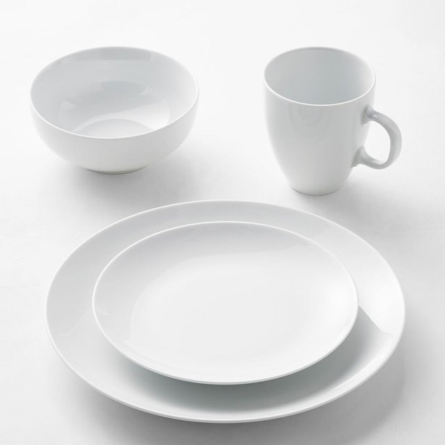 Pillivuyt Coupe Porcelain 16-Piece Dinnerware Set with Cereal Bowl