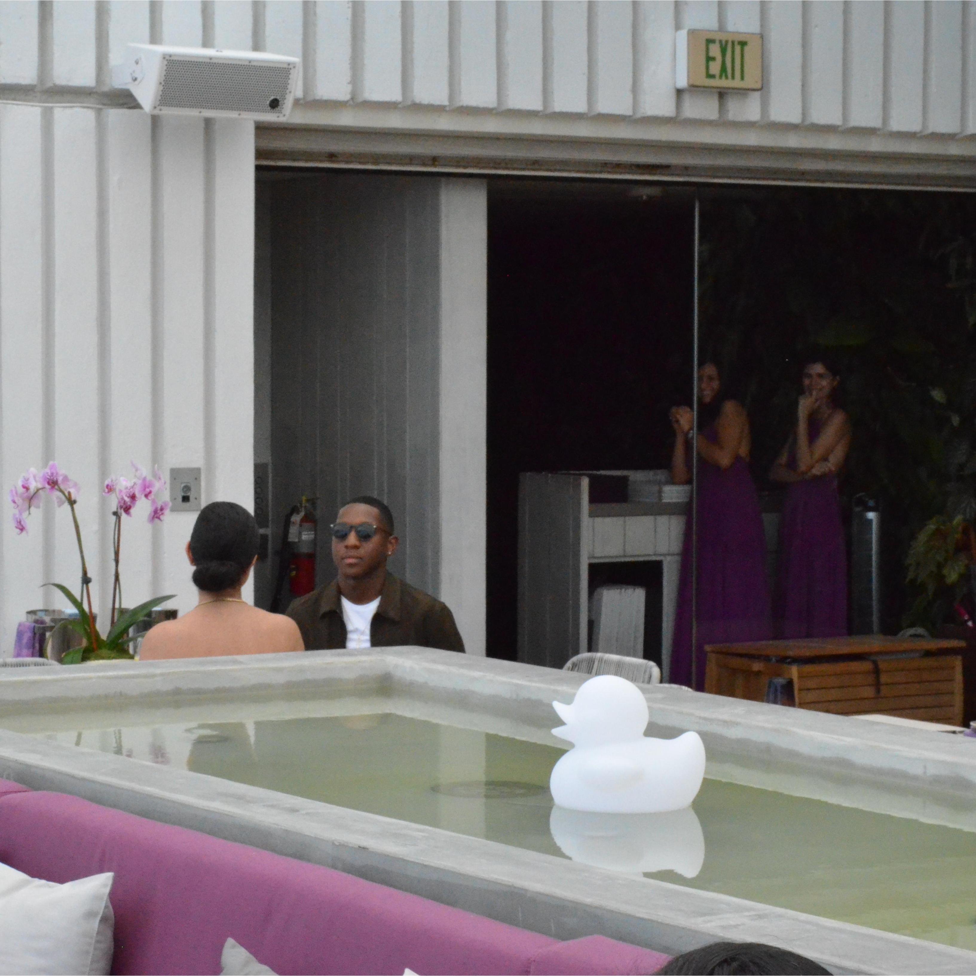 ... Joshua gets down on one knee! I guess it's safe to say they're no longer just having brunch for their four year anniversary!