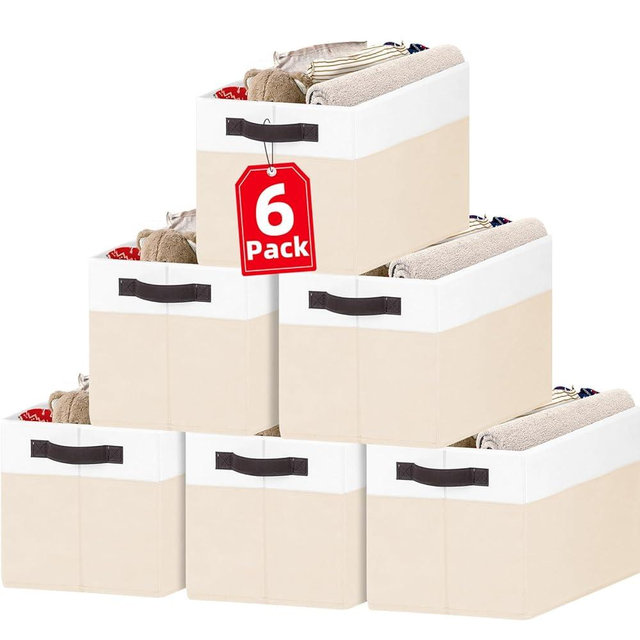 6 Pack Large Toy Box Chest, Collapsible Sturdy Toy Storage Organizer Bins Baskets for Kids, Boys, Girls, Nursery, Playroom, Shelf Baskets for Lego Puzzle Balls, Game Organizer (14L*10W*9.5H)
