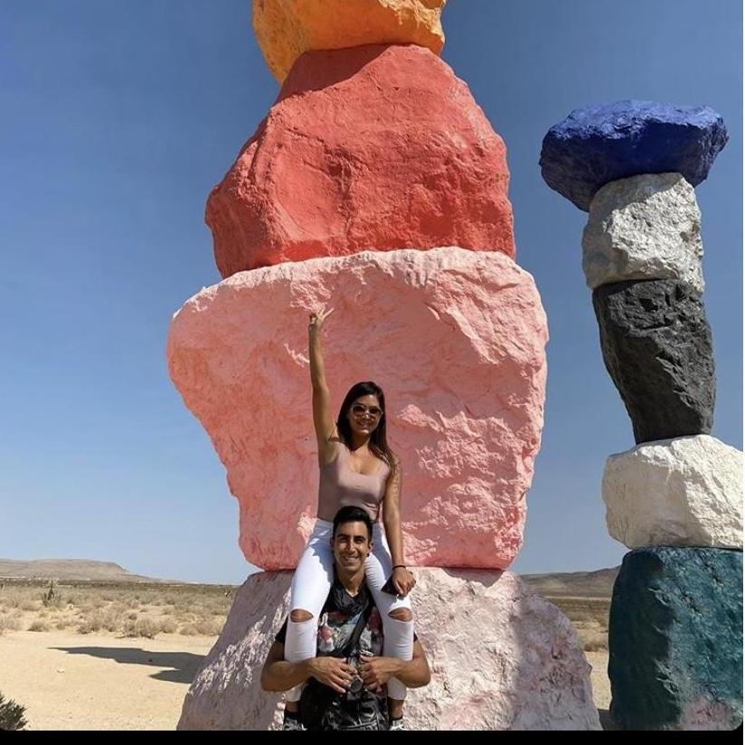 Sightseeing at Seven Magic Mountains in Las Vegas.