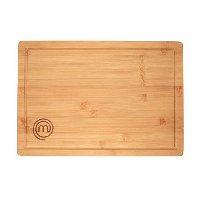 MasterChef Bamboo Cutting Board, Large Butcher Block Countertop, Wooden Chopping Board with Juice Groove, Reversible Wood Serving Board for Charcuterie, Organic Food Safe Surface, Thick 18" x 12"