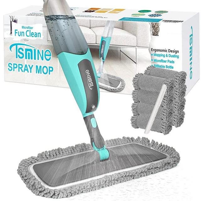 Mops for Floor Cleaning, Tsmine Spray Mop Microfiber Floor Mop Dust Mop Dry Wet Mop Kitchen Household Cleaning Tools with 8 Washable Microfiber Pads Home Commercial Use for Hardwood Laminate Ceramic