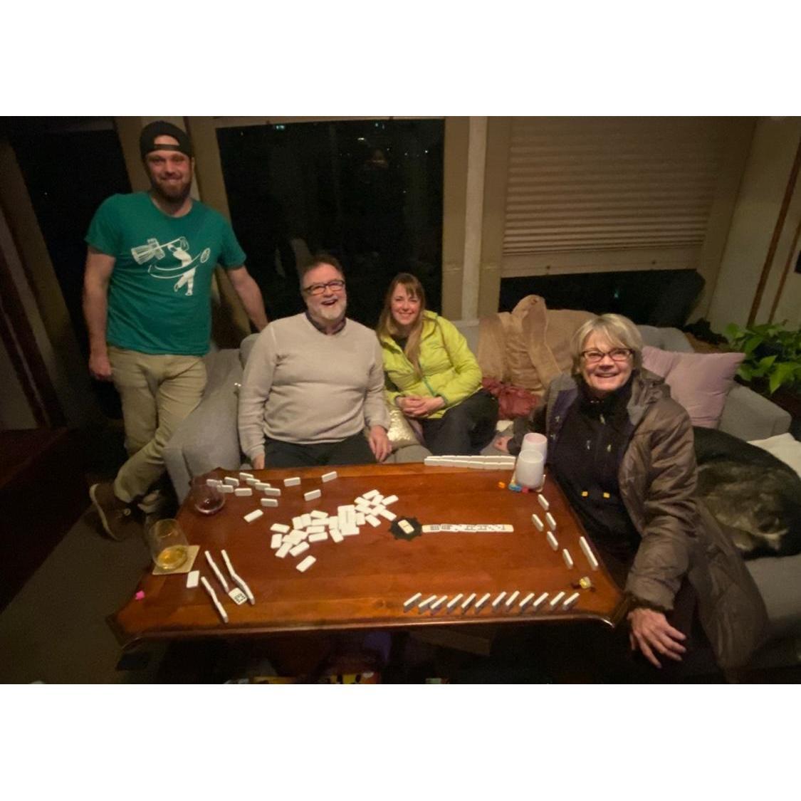 Christmas tradition of the Robertson family, playing Mexican Train!