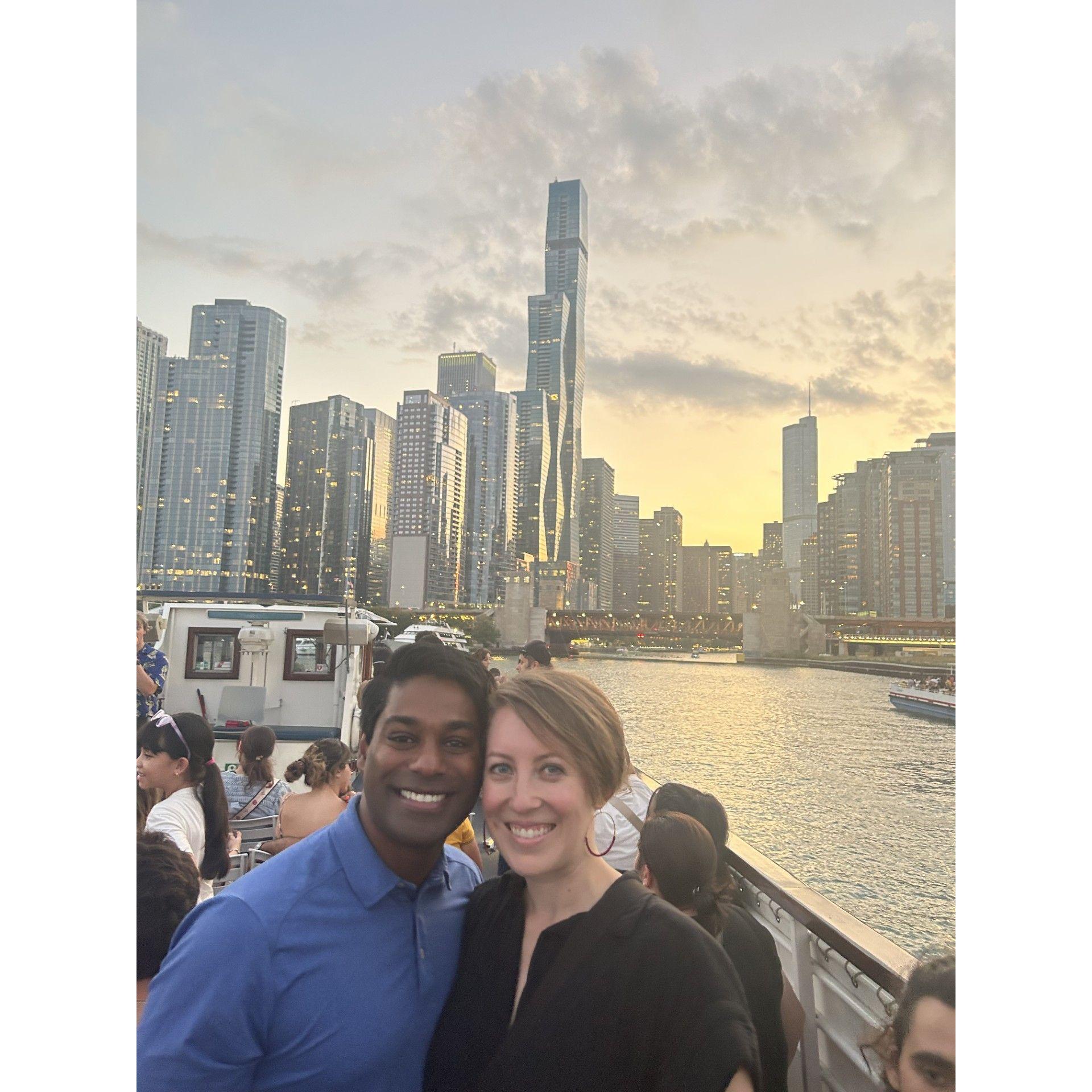 Enjoying the Chicago skyline on Lake Michigan