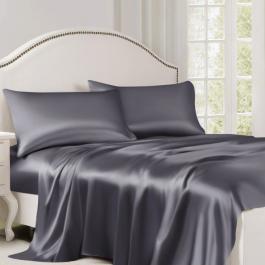 Slate Gray Silk Flat Sheet
