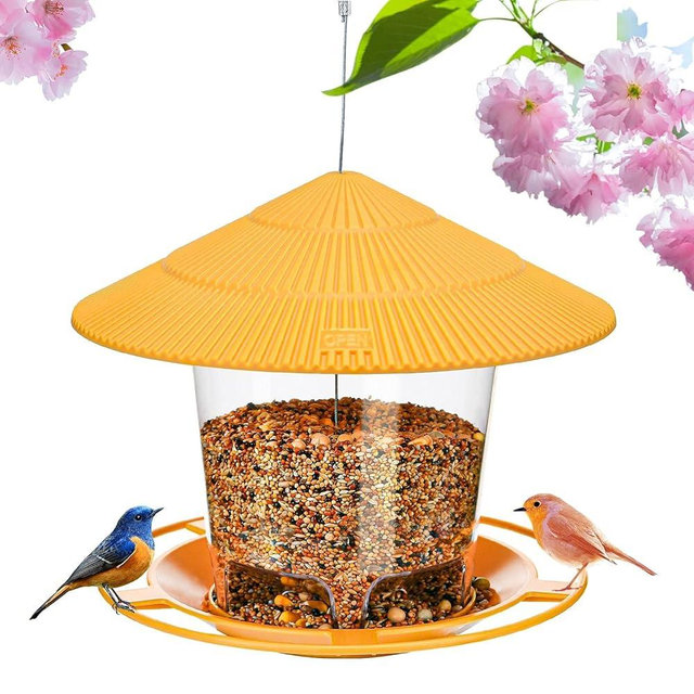 Hanizi Bird Feeder Outdoor Hanging for Wild Bird Seed, Yellow