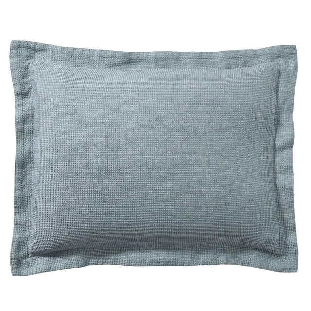 European Flax Linen Waffle Sham, Chambray, Standard, Set of 2