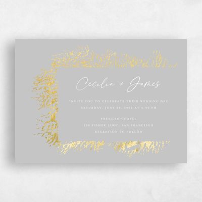 Gray, Grey Wedding Invitation - Santini Landscape Foil