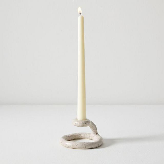 Virginia Sin Uni Candlestick Holder, Speckled White