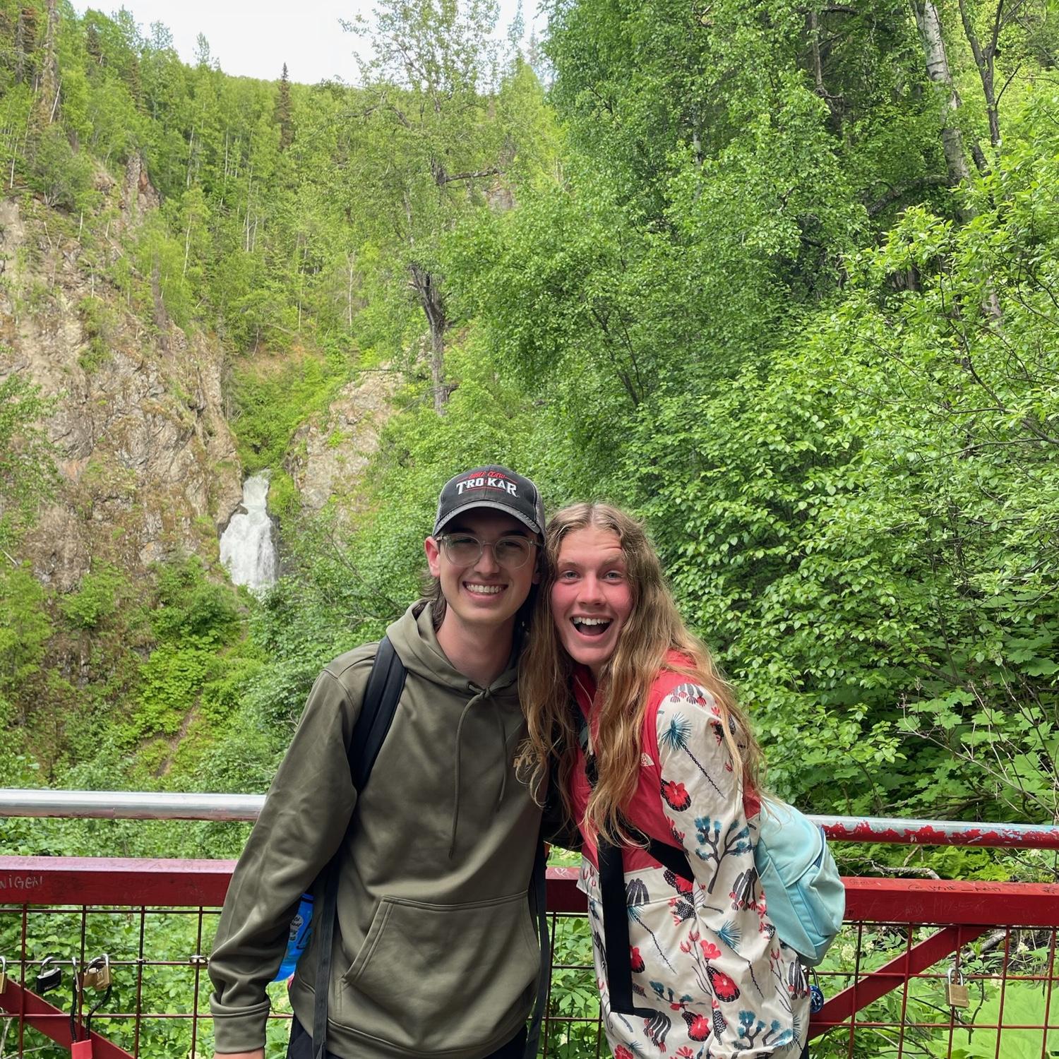 We both got to go on a summer mission to Alsaka and went on a fun little hike with the group to see a waterfall