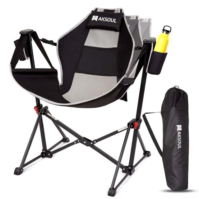 AKSOUL Hammock Camping Chair Swinging: Foldable & Portable Swing Chairs with Storage Bag - 265lbs Adult Weight Capacity - Folding Rocking for Lawn Camp Stargazer Outdoor
