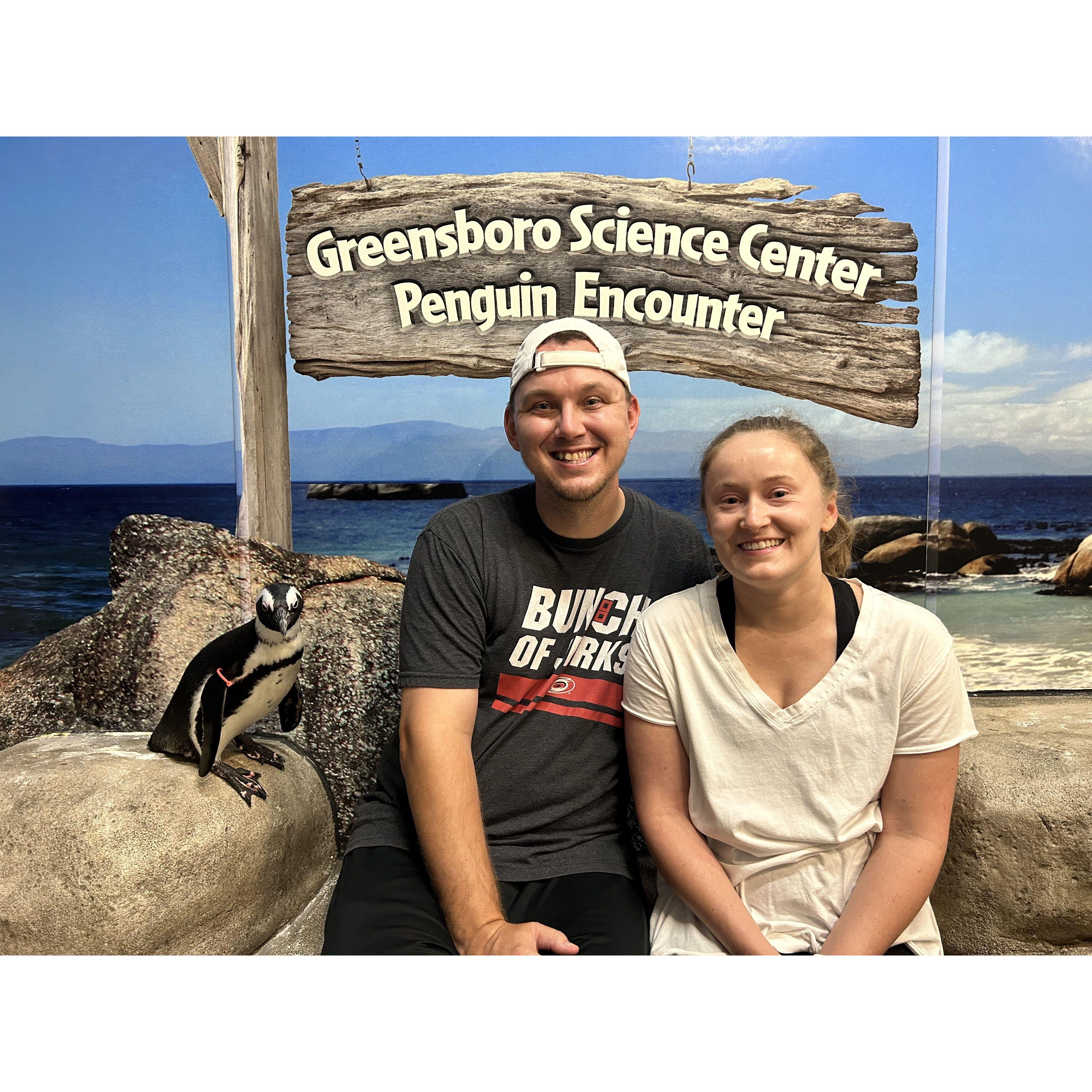 Morgan gifted Justin with an experience to play with his favorite animal - penguins!