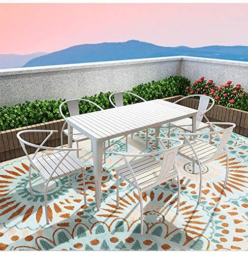 Santextile TT007 Reversible Outdoor/Indoor Plastic Rug,Easy to Clean,Perfect for Garden, Patio, Picnic, Decking（Blue,8x10）