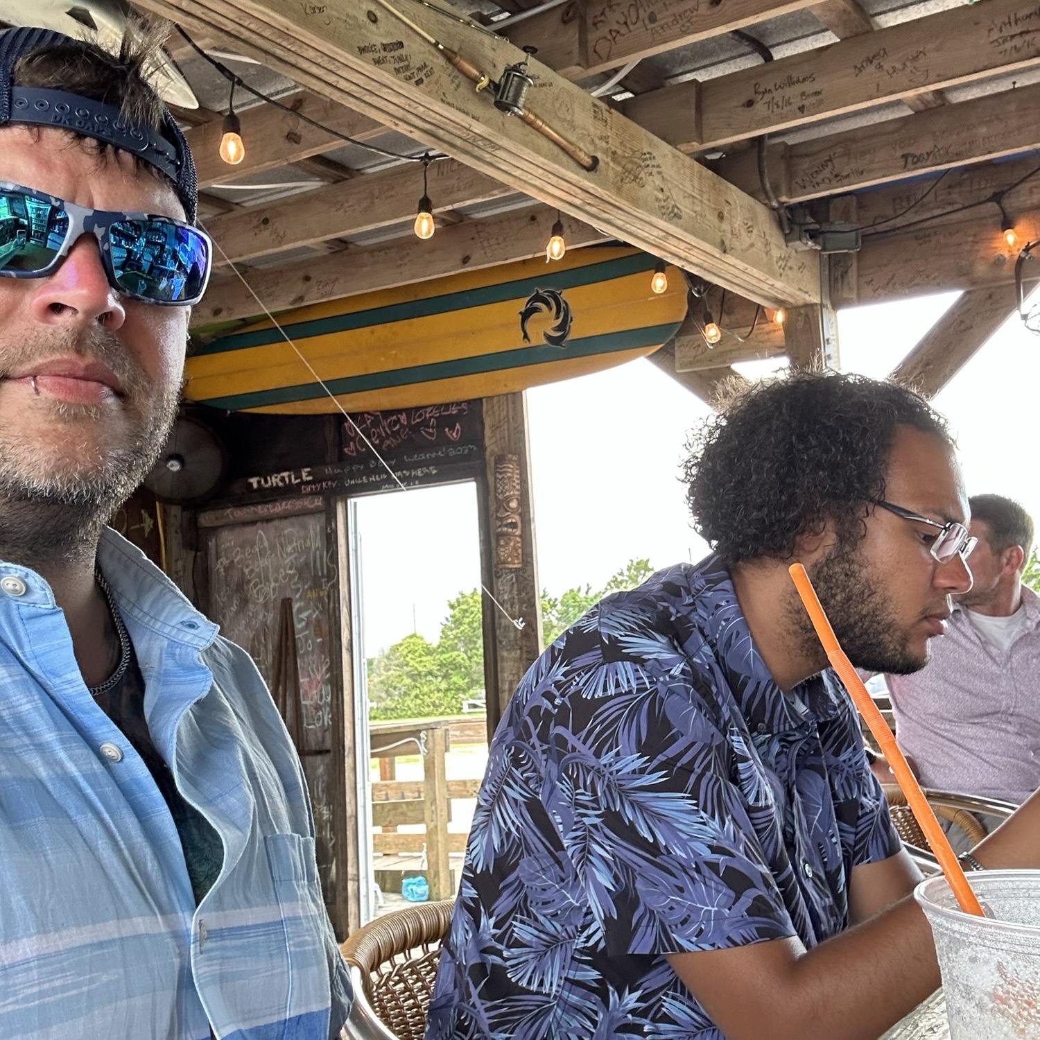 Enjoying our time at the beach bar!