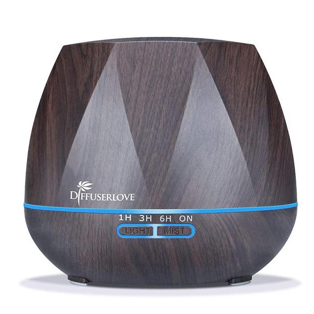Diffuserlove Ultrasonic Cool Mist Essential Oil Diffuser 550ml Dark Wood Grain Aromatherapy Diffusers and Air Humidifiers Set Waterless Auto Shut-Off for Home Yoga Office Kitchen