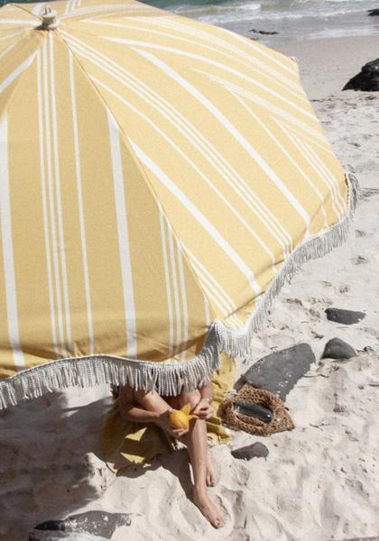 Vintage Yellow Stripe Premium Beach Umbrella