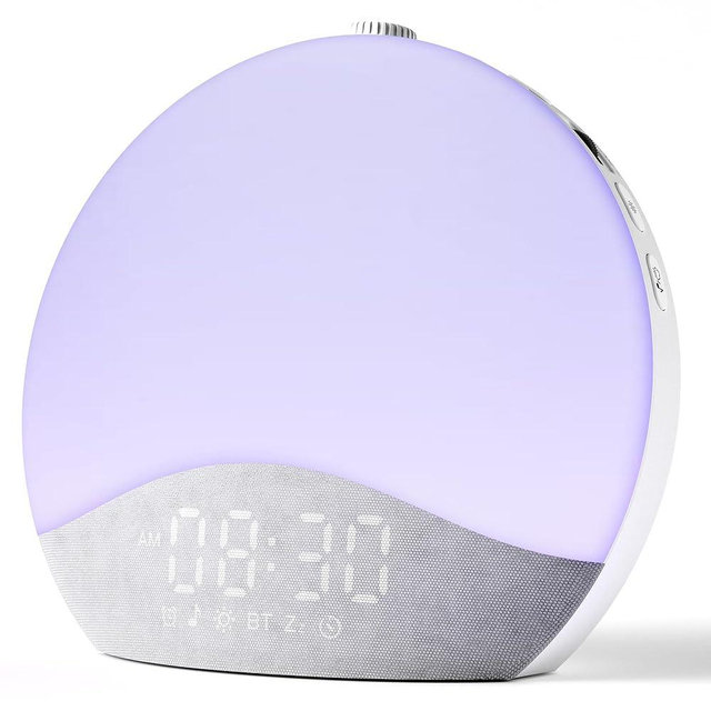 ecozy Sunrise Alarm Clock, White Noise Sound Machine, Upgraded Backlit Buttons for Bedrooms, 26 Soothing Sounds, 17 Night Lights, Bluetooth Speaker, Wake Up Sunlight for Heavy Sleepers, Adults, Kids
