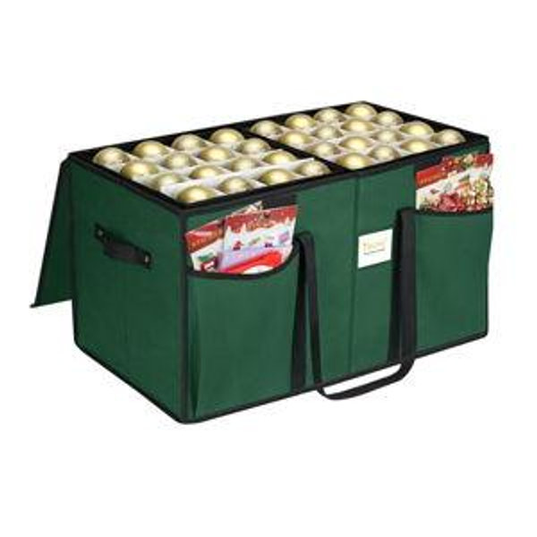 BALEINE Christmas Ornament Storage Box with Dividers, Premium Holiday Ornaments Storage Container Bin for Xmas Decorations (128 Ball, Green, Without Tray)
