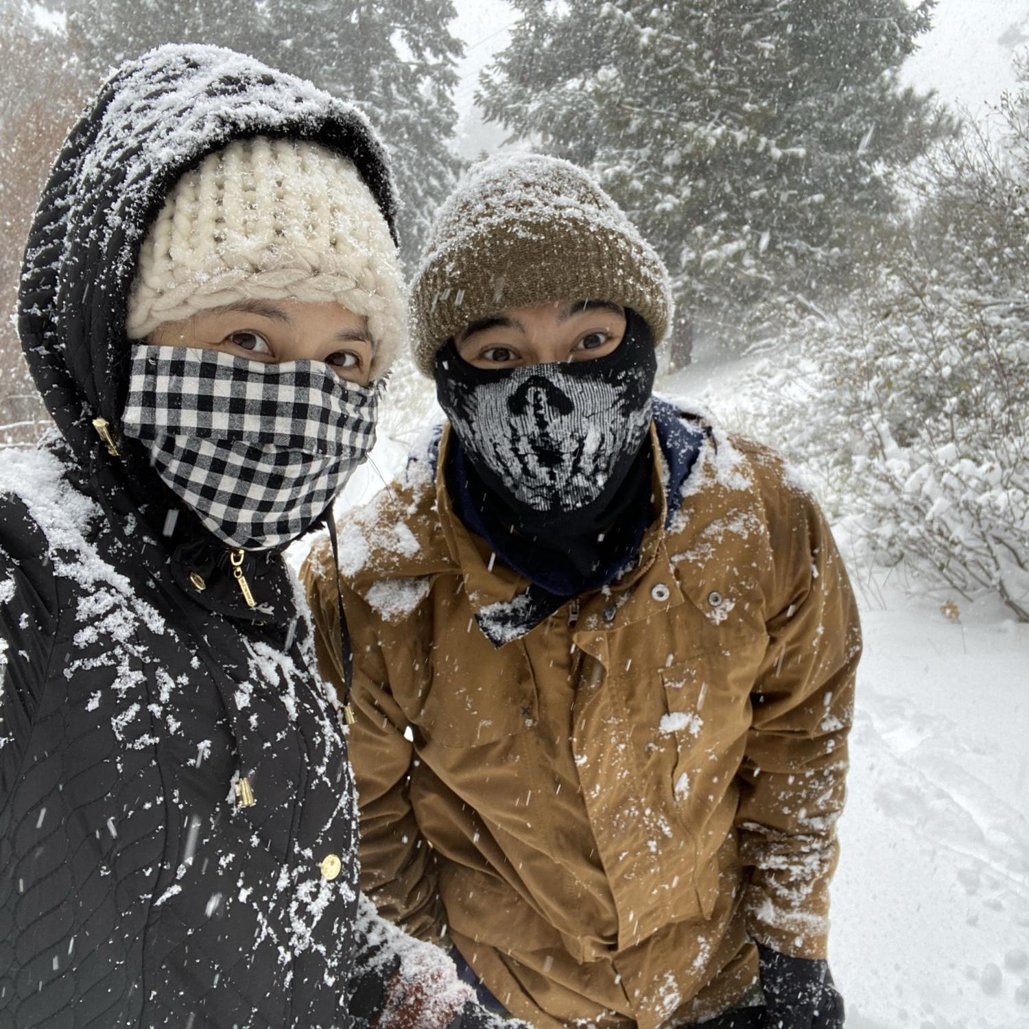 Caught in a snowstorm in Wrightwood in 2020.