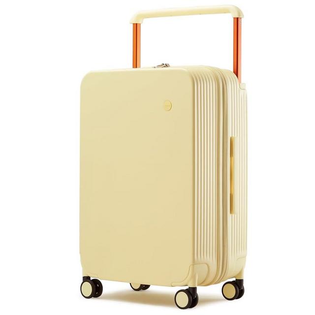 mixi Carry On Luggage Airline Approved Wide Handle Lightweight Luggage PC Hard Shell Suitcases Rolling Suitcases with Spinner Wheels & TSA Lock, 20 Inch Lark Yellow