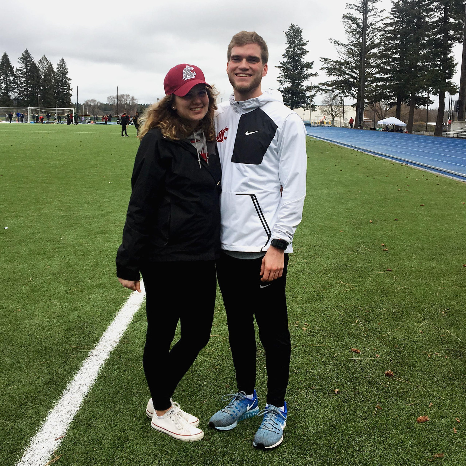 Kelsey surprised Alex at his track meet in Spokane, April 2017