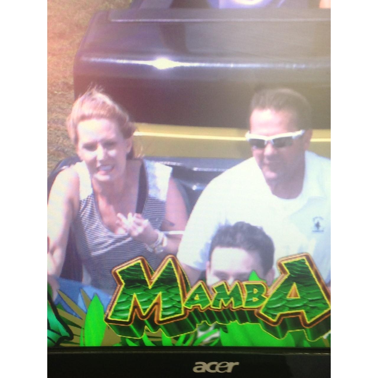 I hate roller coasters, but I took Craig to Worlds of Fun for his birthday and rode the Mamba. The look on my face says it all! She was having a fit...