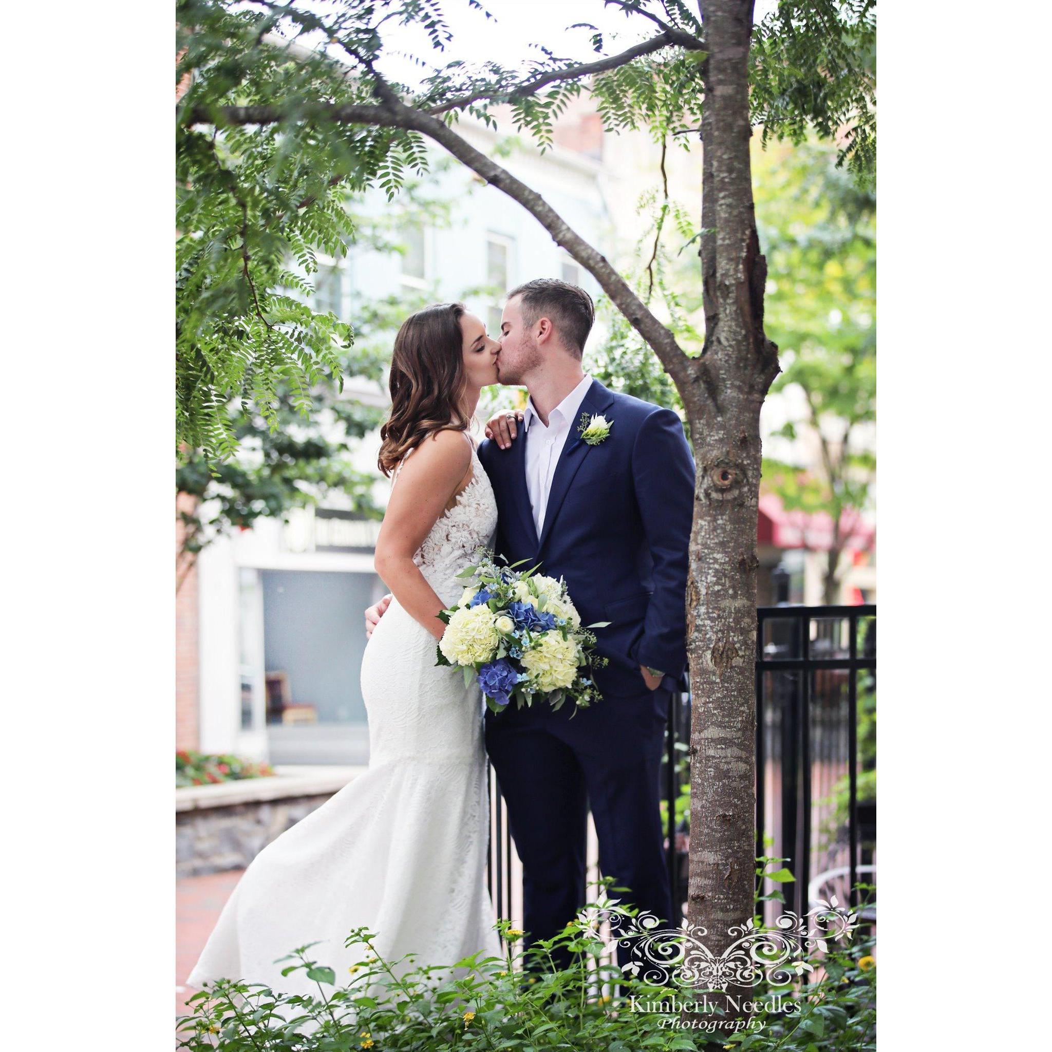 Fun fact about the dress... She originally chose a different one, didn't love it, and ended up running to a wedding shop 2 weeks before the wedding. She and her mom spent 25 minutes & found the one!