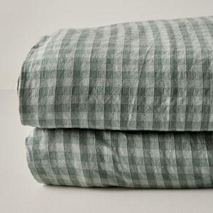 Dusty Green Queen Maxine Gingham Duvet Cover