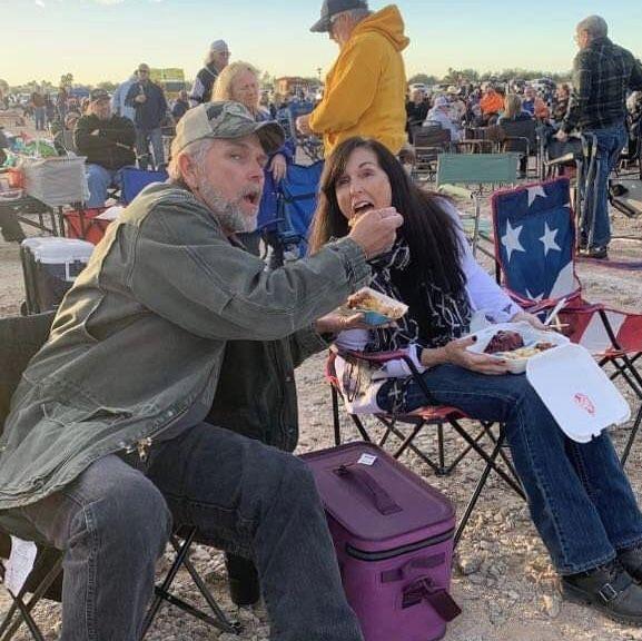 Howl at the Moon night - People gather in desert and howl at moon when it rises above the Foothills.