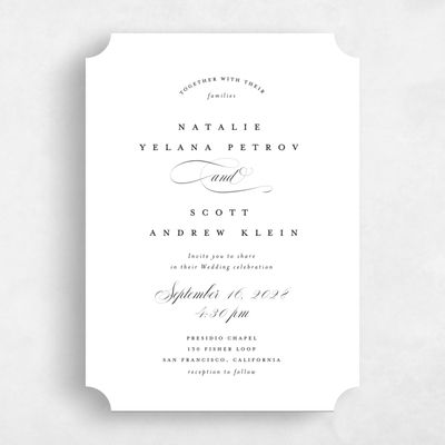 White Ticket Wedding Invitation - Marvis Classic
