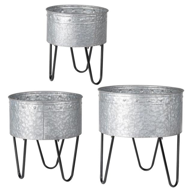 Acoma Galvanized Metal Tub Silver 3pk - A&B Home