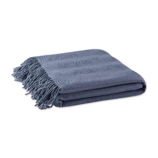INK+IVY Reeve Ruched Throw Blanket in Navy